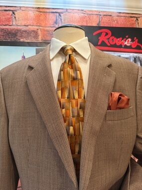 Lauren Ralph Lauren Brown Houndstooth Wool Blazer